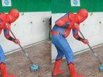 Sosok Pria Viral Bersih-bersih Masjid Guna Kostum Spiderman